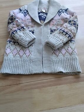 Cat & Jack Cream and Navy‎ Fair Isle Knit Sweater